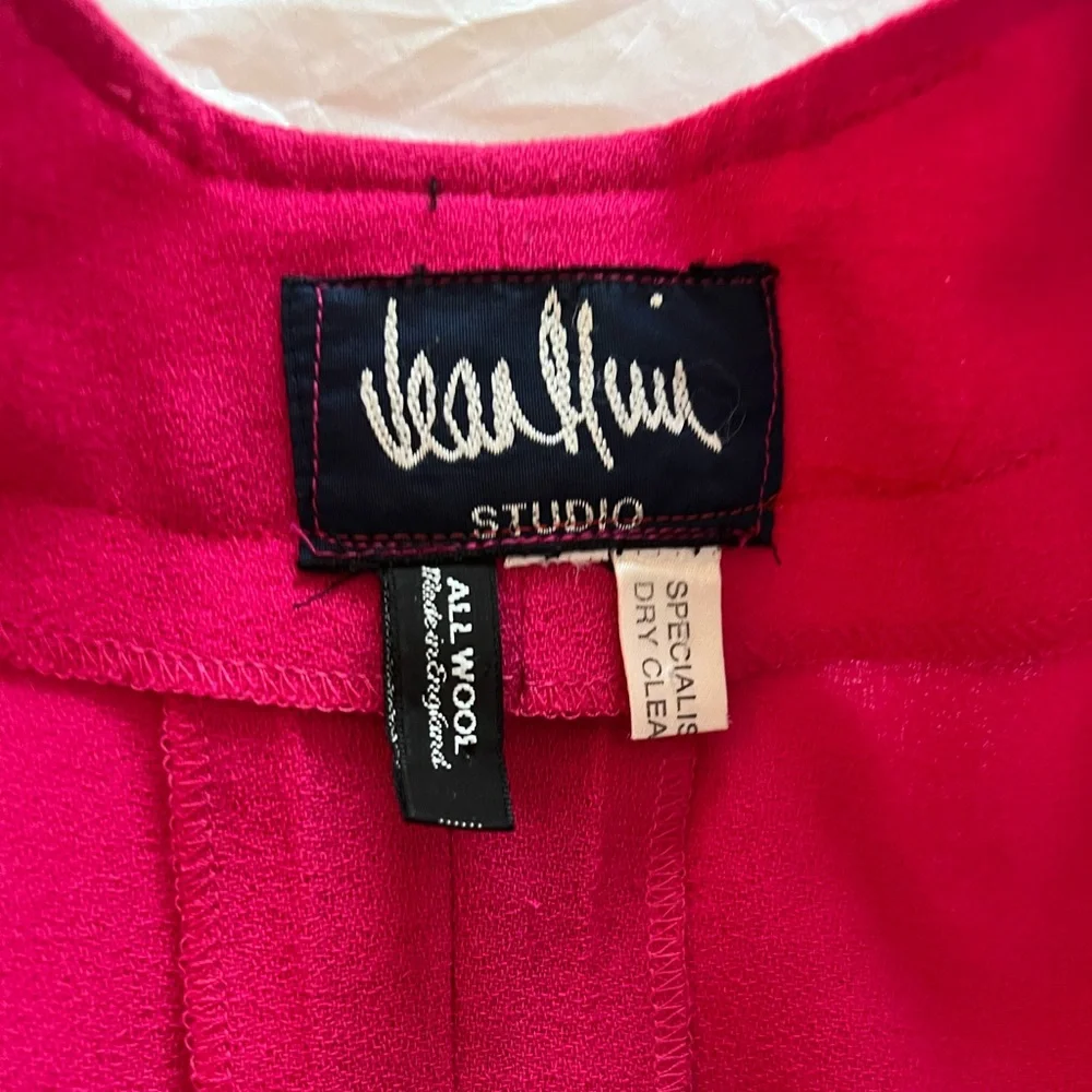 Jean Muir Studio belted statement blouse hot pink lucite belt power look 80s - Picture 4 of 13